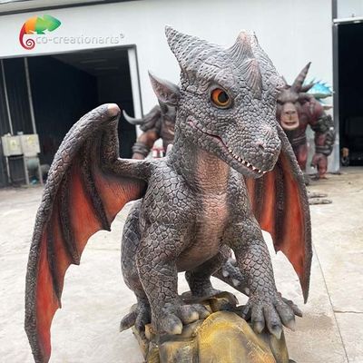 Dragão Animatrônico Realista Com Asas Articuladas E Detalhes em Escala Brilhantes Para Exposições Imersivas