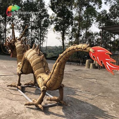Animatronics feito-à-medida Straw Handmade Dragon da armação de aço