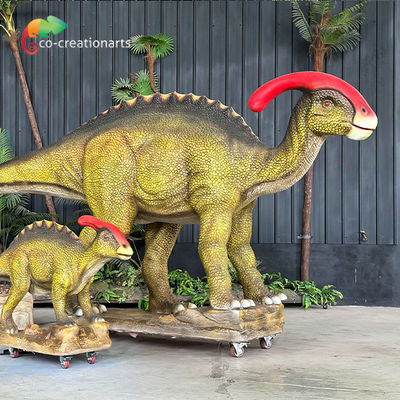 comprar Simulação de Dinossauros Animatrónicos Personalizada Parasaurolophus com Bebê para Atração online manufacture