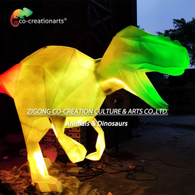 Modelo de dinossauro de fibra de vidro com projeção dinâmica de esqueleto para vida