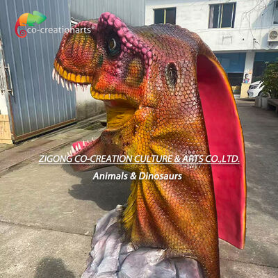 Chamada para Foto de Cabeça de T-Rex de Fibra de Vidro para Adereços de Mini Golfe de Dinossauro Decoração de Parque Temático