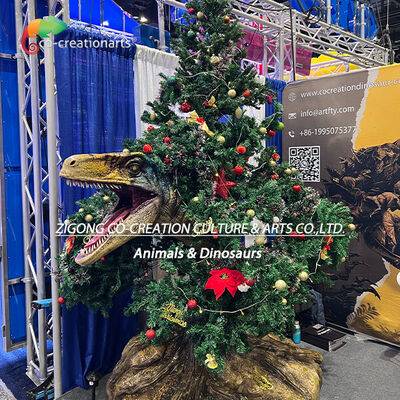 Comprar Dinossauro Raptor Animatrónico de Natal com Decoração de Árvore para Parques Temáticos e Eventos de Festas Fabricação em linha